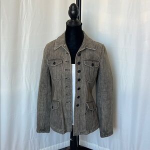 Theory Military-Style Denim Washed Button-Front Jacket